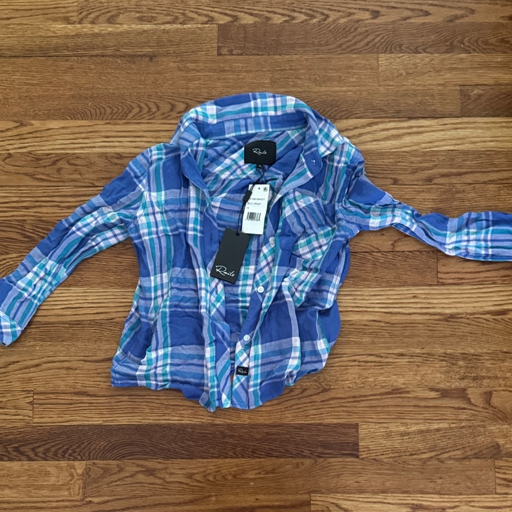 Rails Kids Blue and Green Plaid Button Down Shirt